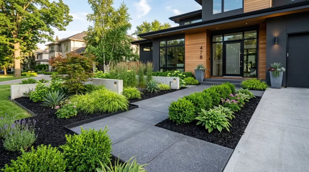black mulch modern landscaping