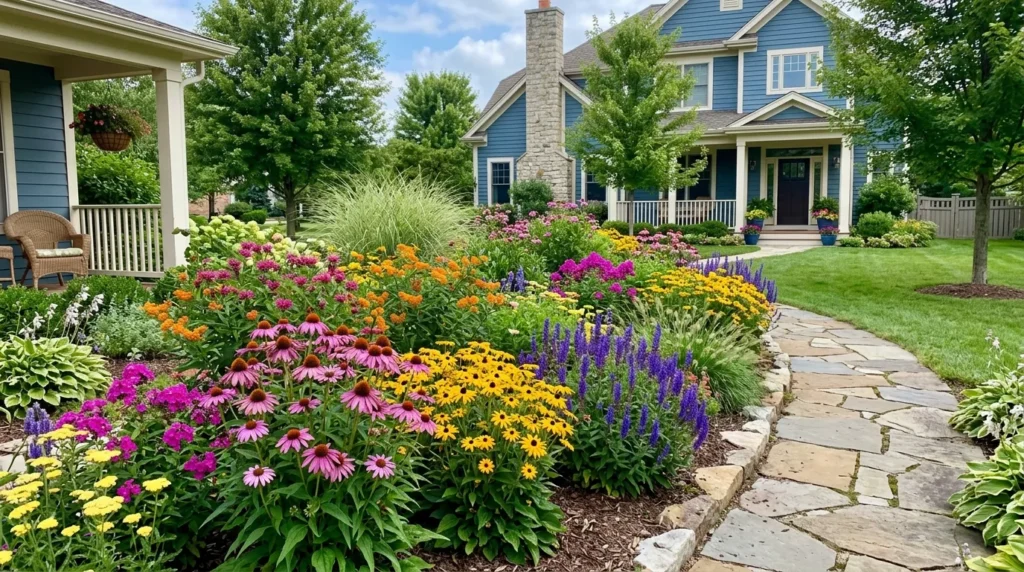 colorful perennial flower bed