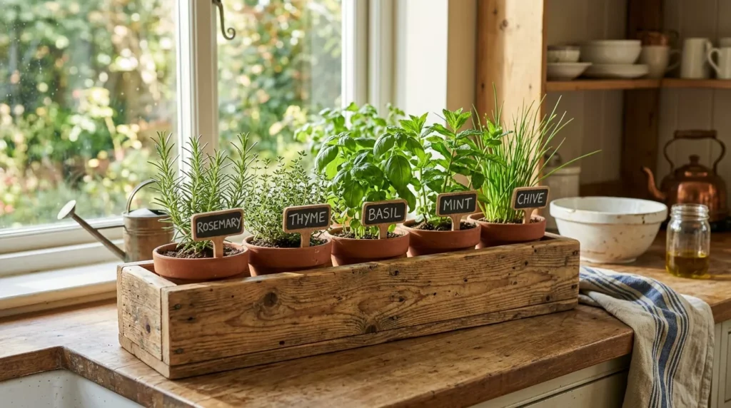 DIY wooden herb planter