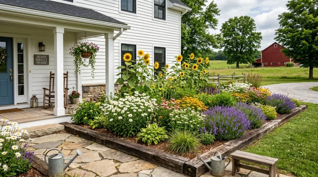 farmhouse flower bed design