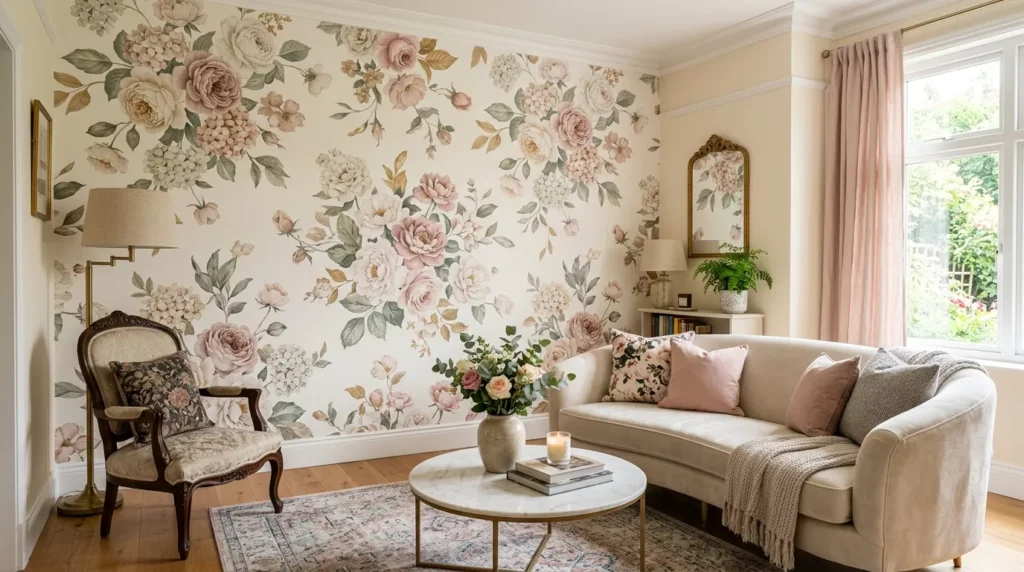 floral accent wall