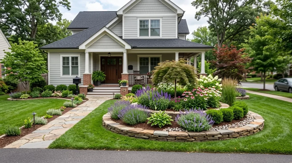 front yard island garden design