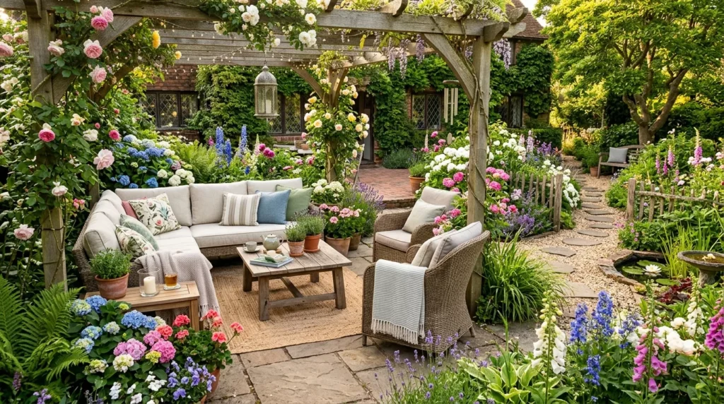 garden inspired outdoor living area