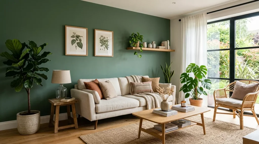 green accent wall