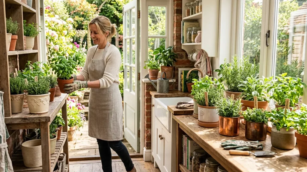herb garden outdoor to indoor transition