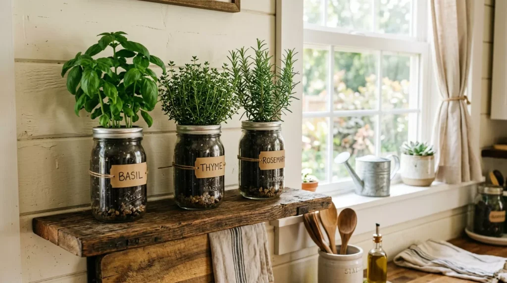 mason jar herb garden