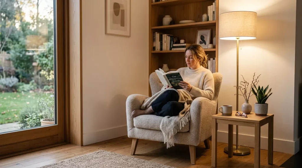 minimalist cozy reading corner
