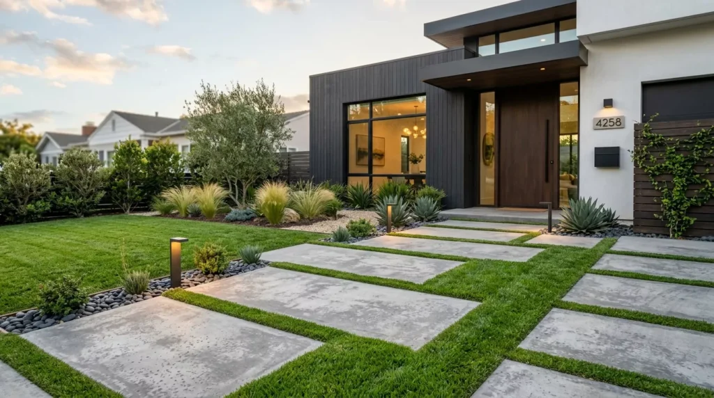 modern grass strip landscaping