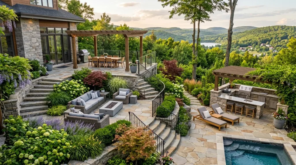 multi level outdoor patio design