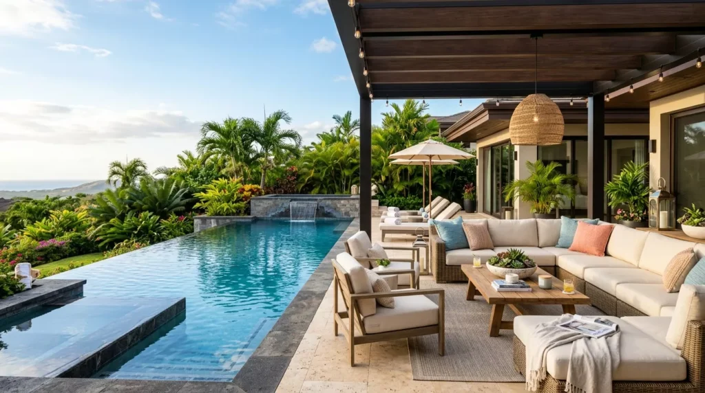 poolside outdoor living room