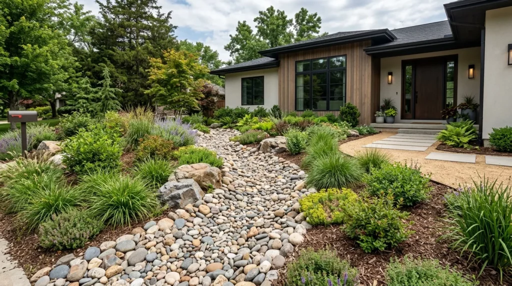 mini dry river stone landscape