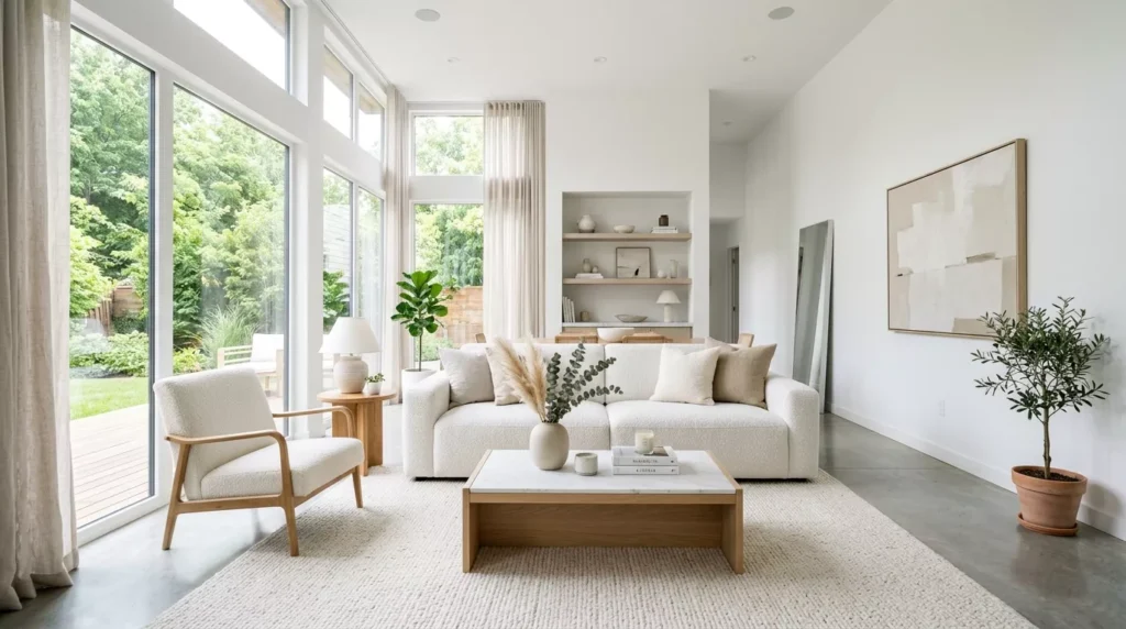 white minimalist living room