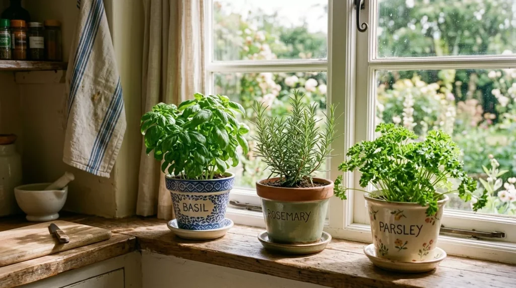 windowsill herb garden