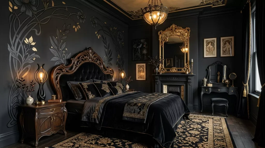 Black Nouveau Bedroom