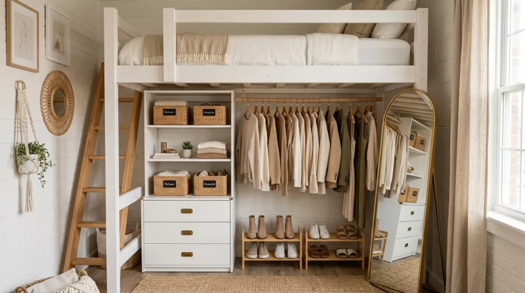 Lofted Bed Dorm Room