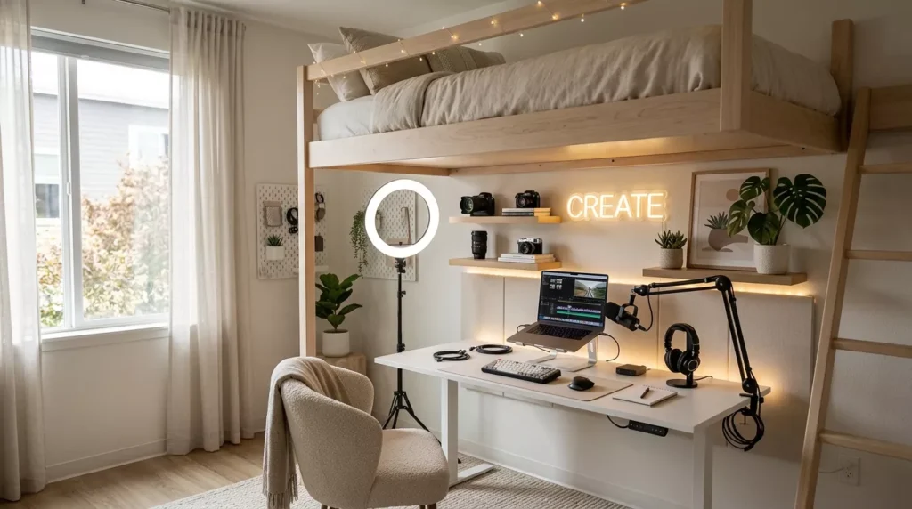 Lofted Bed Dorm Room