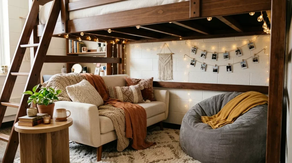 Lofted Bed Dorm Room