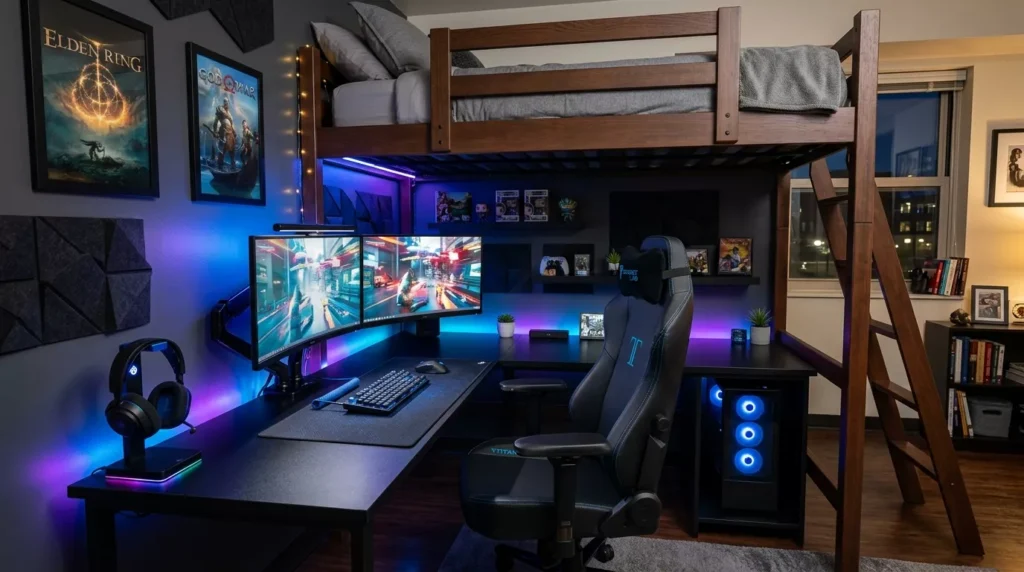 Lofted Bed Dorm Room