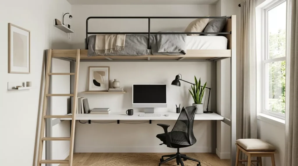 Lofted Bed Dorm Room