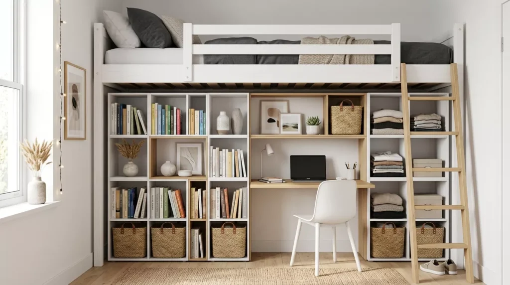 Lofted Bed Dorm Room