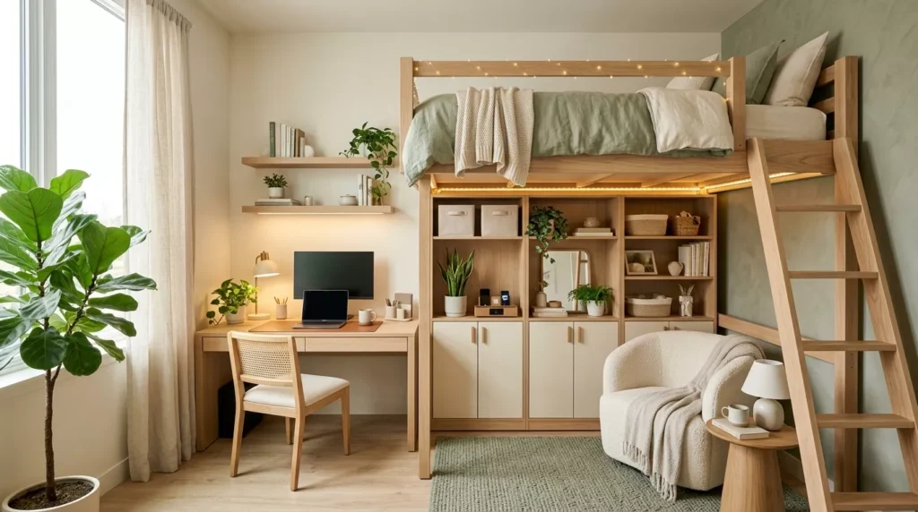 Lofted Bed Dorm Room