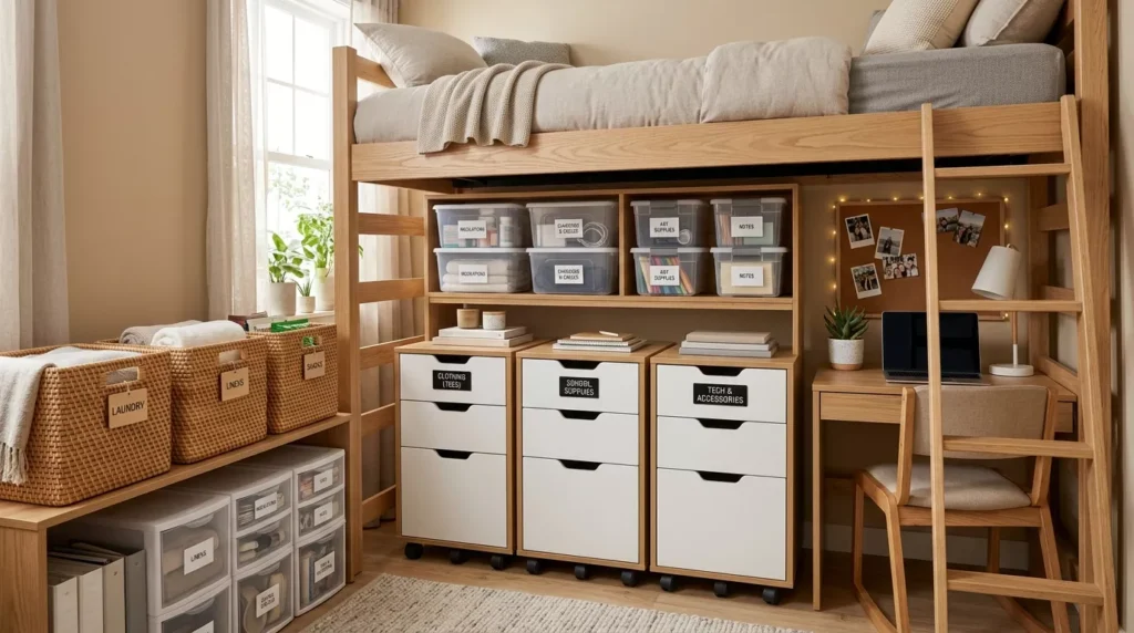 Lofted Bed Dorm Room