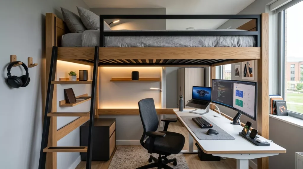Lofted Bed Dorm Room