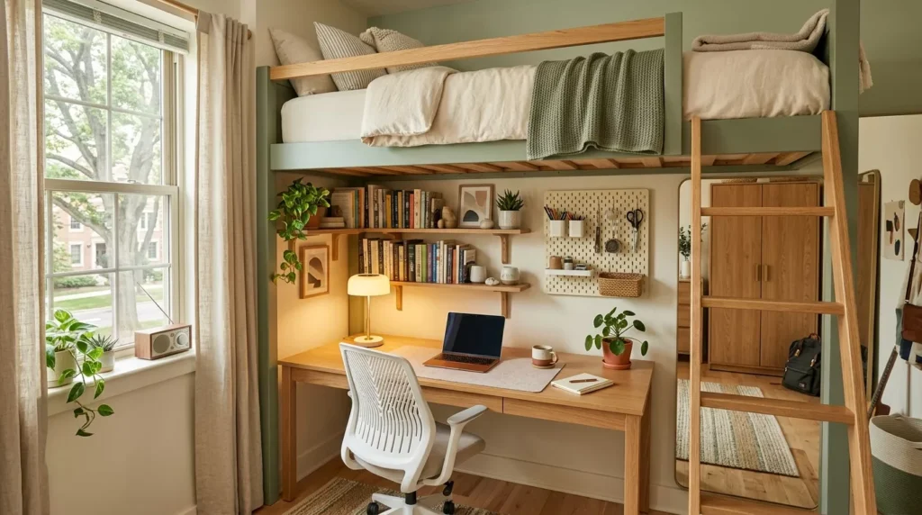 Lofted Bed Dorm Room